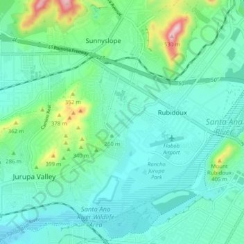 Rubidoux topographic map, elevation, terrain