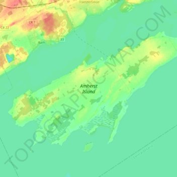 Amherst Island topographic map, elevation, terrain