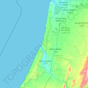 Parc National de Souss-Massa topographic map, elevation, terrain