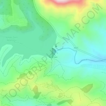 Vondo Dam topographic map, elevation, terrain