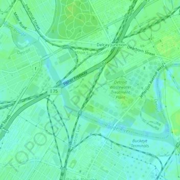 Rouge River topographic map, elevation, terrain