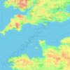 English Channel topographic map, elevation, terrain