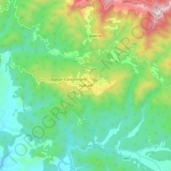 Nahan Topographic Map Elevation Relief   Thumbnail 