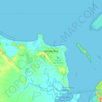 Map Of Hervey Bay Hervey Bay Topographic Map, Elevation, Relief