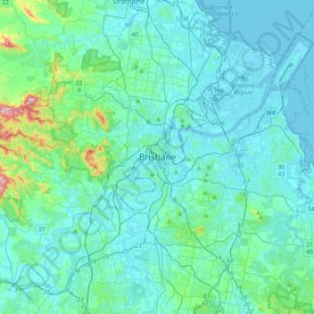 Topographic Map Of Brisbane Brisbane Topographic Map, Elevation, Relief