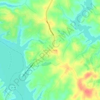 Lake Oconee Topo Map Lake Oconee Topographic Map, Elevation, Relief