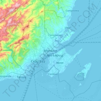 Topographic Map Of Cebu Mandaue Topographic Map, Elevation, Relief