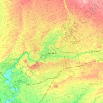 Contour Map Of London London Topographic Map, Elevation, Relief