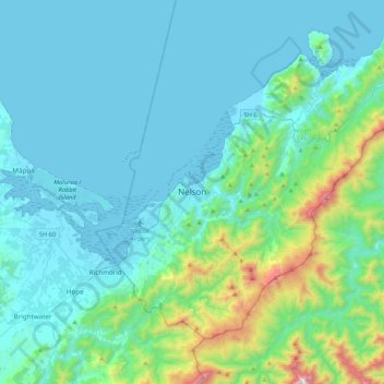 Nelson topographic map, elevation, relief