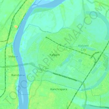 Kalyani A Block Map Kalyani Topographic Map, Elevation, Relief