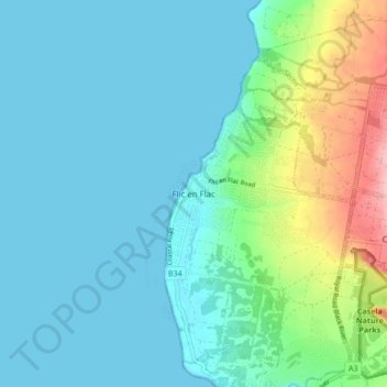 Flic En Flac Map Flic En Flac Topographic Map, Elevation, Relief