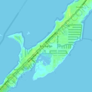Map Of Key Largo Key Largo Topographic Map, Elevation, Relief