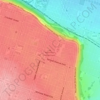 Map Of Hamilton Mountain Hamilton Mountain Topographic Map, Elevation, Relief