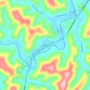 Eastern topographic map, elevation, relief 