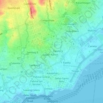 Ramos Cebu City Map Cogon Ramos Topographic Map, Elevation, Relief