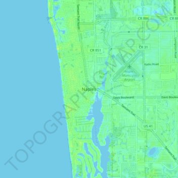 Naples topographic map, elevation, relief