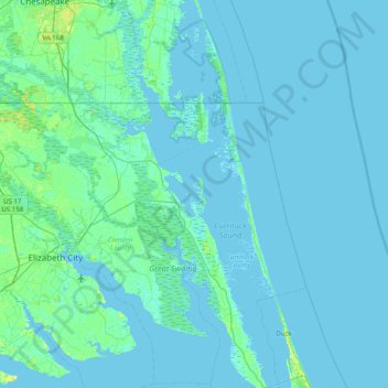 Cedar Island topographic map, elevation, relief