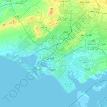 Ibrahim Hyderi Karachi Map Karachi Topographic Map, Elevation, Relief