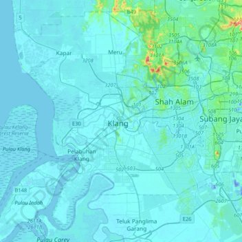 Topo Map With Elevation Klang Topographic Map, Elevation, Relief