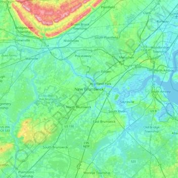 Elevation Map New Brunswick New Brunswick Topographic Map, Elevation, Relief