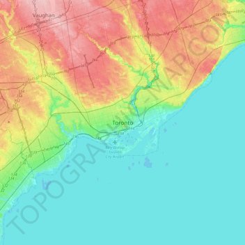 Toronto Topographic Map Elevation Relief