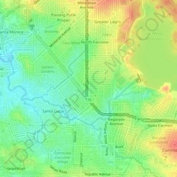 Fairview Quezon City Map North Fairview Topographic Map, Elevation, Relief