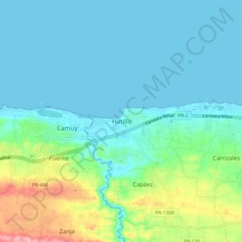 Hatillo Puerto Rico Map Hatillo Topographic Map, Elevation, Relief