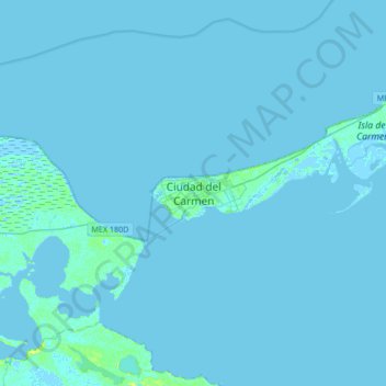 Ciudad Del Carmen Map Ciudad Del Carmen Topographic Map, Elevation, Relief