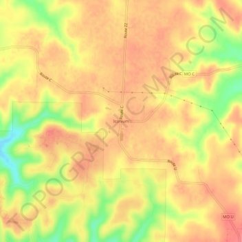 Iconium topographic map, elevation, relief