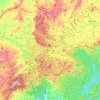 Boone Nc Elevation Map Boone Topographic Map, Elevation, Relief