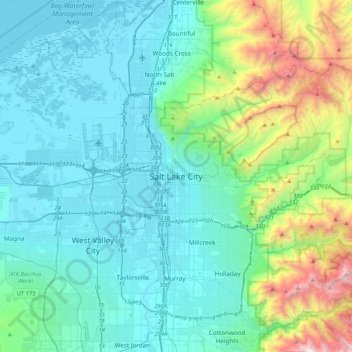 Salt Lake City topographic map, elevation, relief