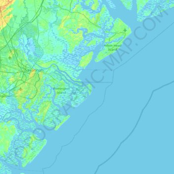 Tybee Island topographic map, elevation, relief