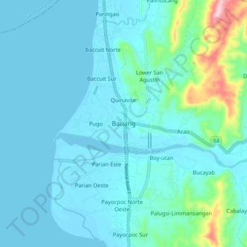 Bauang La Union Map Bauang Topographic Map, Elevation, Relief