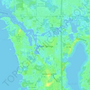 Tarpon Springs topographic map, elevation, relief