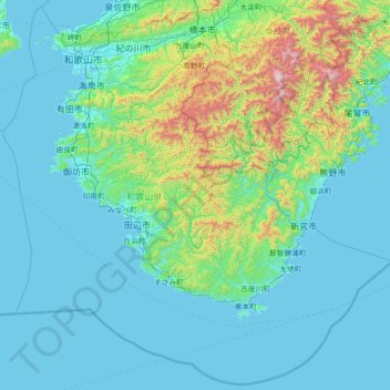 近畿地方 Topographic Map Elevation Relief