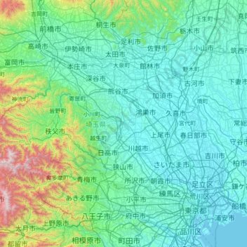 Saitama Prefecture Topographic Map Elevation Relief