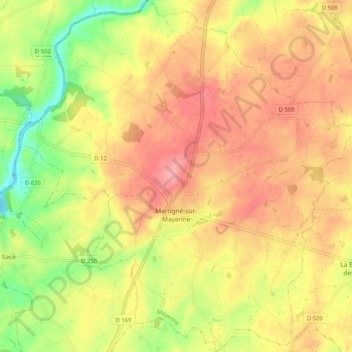 Martigne Sur Mayenne Map Martigné-Sur-Mayenne Topographic Map, Elevation, Relief