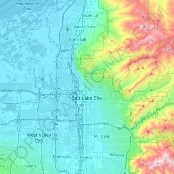 Salt Lake City topographic map, elevation, relief