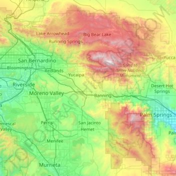 Map Of San Bernardino County San Bernardino National Forest Topographic Map, Elevation, Relief