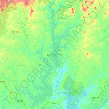 Map Of Lake Keowee Sc Lake Keowee Topographic Map, Elevation, Relief