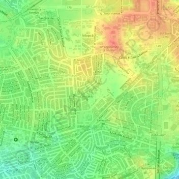 Culiat Quezon City Map Krus Na Ligas Topographic Map, Elevation, Relief