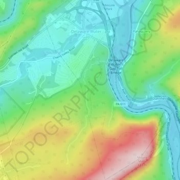 Delaware Water Gap Map Delaware Water Gap Topographic Map, Elevation, Relief