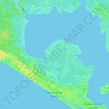 Panama City Beach topographic map, elevation, relief