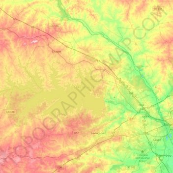 Lake Murray Topo Map Lake Murray Topographic Map, Elevation, Relief