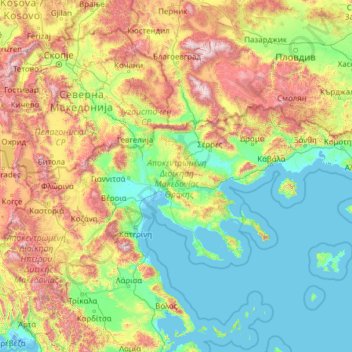 Topographic Map Of Macedonia Macedonia - Thrace Topographic Map, Elevation, Relief
