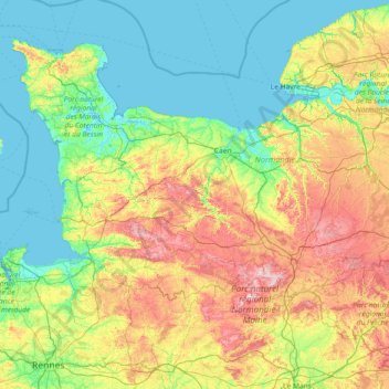 Lower Normandy Topographic Map Elevation Relief Lower Normandy Topographic Map Elevation Relief