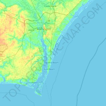 New Hanover County topographic map, elevation, relief