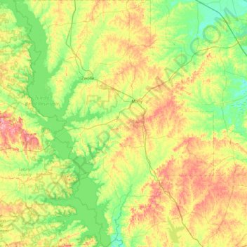 Sabine Parish topographic map, elevation, relief