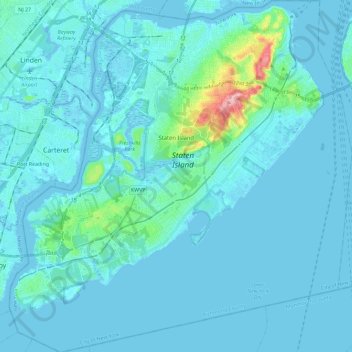 Staten Island topographic map, elevation, relief