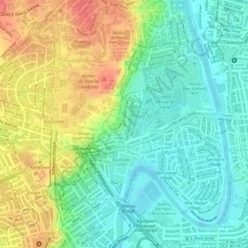 San Roque Marikina Map Barangka Topographic Map, Elevation, Relief